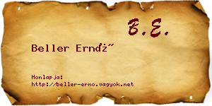 Beller Ernő névjegykártya